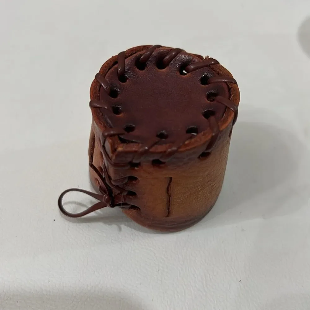 Brown Leather Corset Heart Shot Glasses Candle Holders 2 1/2 In Tall 1 3/4 Round
